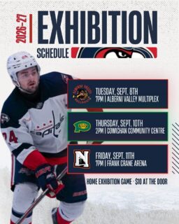 Exhibition hockey is almost here!
Get your first look at the 2026-27 Cowichan Capitals before the regular season begins.
2026 Exhibition Schedule
π Sept. 8 β @ Alberni Valley | 7:00 PM
π Sept. 10 β π vs. Powell River (Cowichan Community Centre | 2:00 PM)
π Sept. 11 β @ Nanaimo | 7:00 PM
π Admission to our home exhibition game is just $10 at the door.
We can't wait to see you back at the rink!