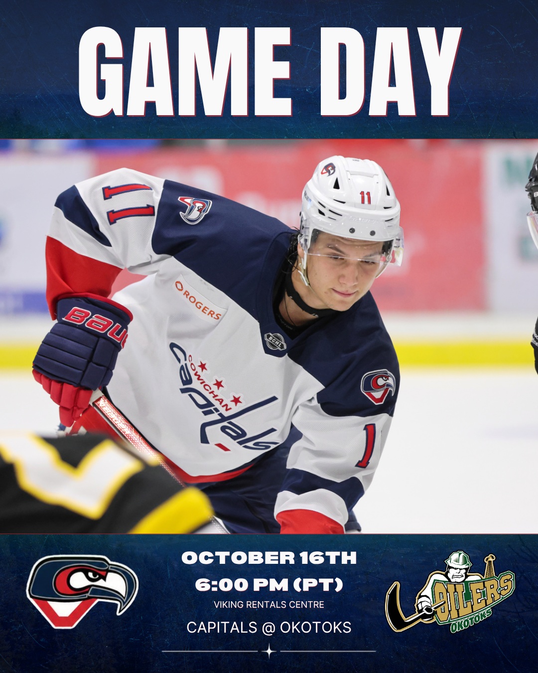 The Alberta road trip rolls on!
Coming off a perfect 2-0 showing at the BCHL Showcase, the Capitals look to keep the momentum going tonight as they take on the Okotoks Oilers!
π Okotoks Oilers
β° 6:00 PM PT
π Okotoks, AB
π» Listen live on 89.7 Sun FM
πΊ Watch live on FloHockey
Let's keep it rolling, Caps!